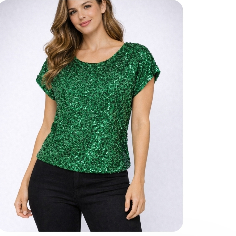 Pretty Guide XS Green Sequin Blouse